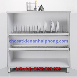 GIÁ BÁT ĐĨA CỐ ĐỊNH 2 TẦNG, KÈM KHAY HỨNG NƯỚC, INOX 304